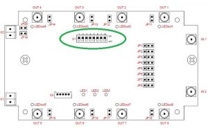 Terminal, Dip-Switch, jumper e connettori d'antenna del Multiplexer FEIG