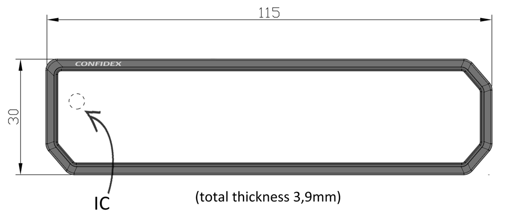 Confidex Carrier Tough II - RFID UHF EPC by Confidex Confidex Carrier Tough II - Dimensioni