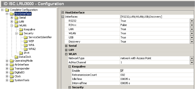 Menù Configuration ISOStart - Host Interface