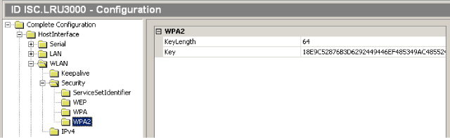 Menù Configuration ISOStart - WLAN - Key